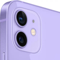 Close-up of a purple smartphone's camera and flash purple