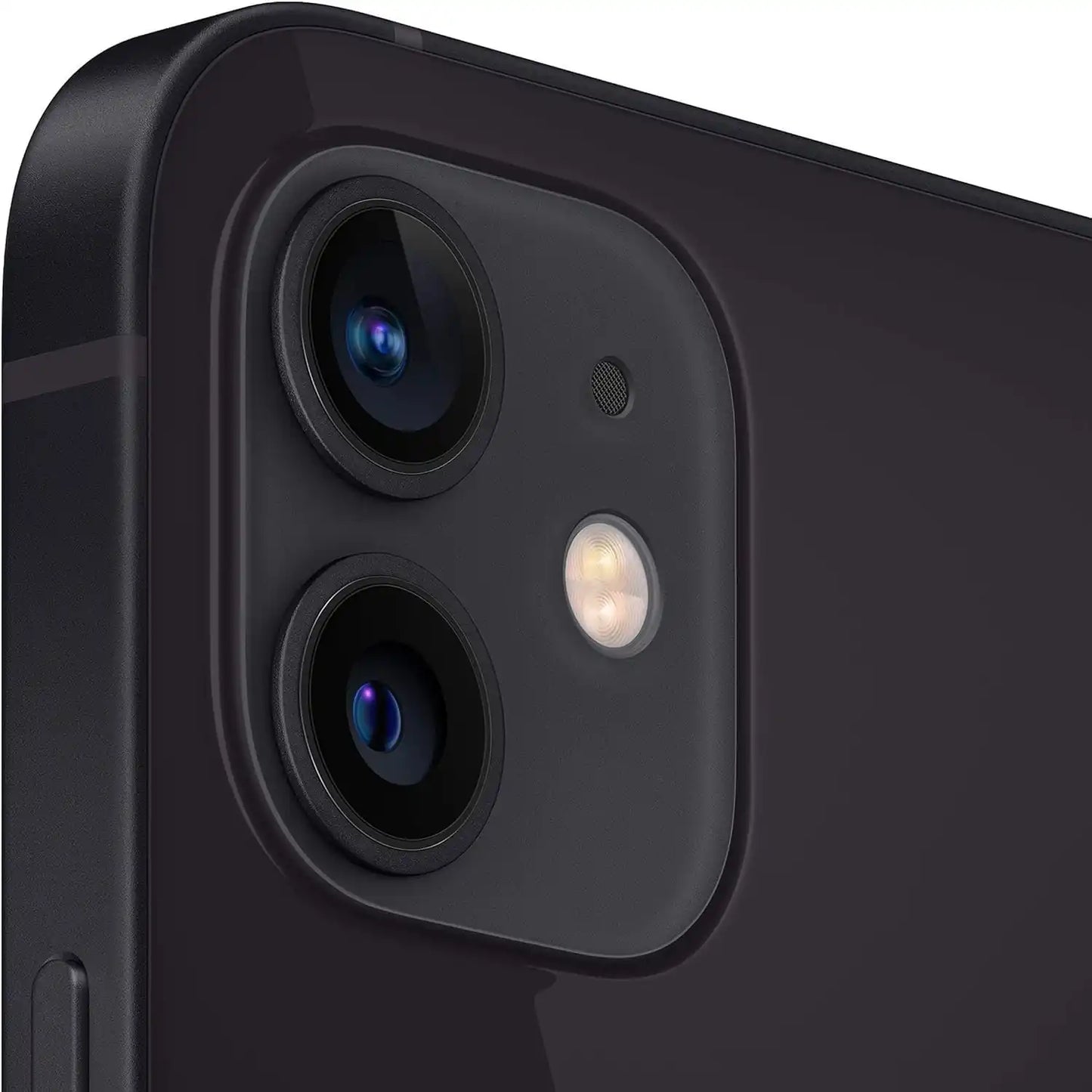 Close-up of a smartphone's camera and flash on a black background black,schwarz